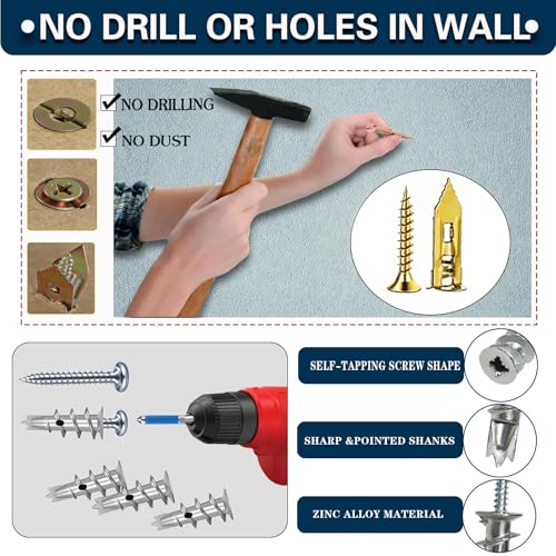 660PCS Self Drilling Drywall Anchors with Screws Kit,5-Sizes Metal Expansion Bolt for Dry Wall,330 PCS Sheetrock Anchors and 330 PCS Screws-No Drill Needed 660