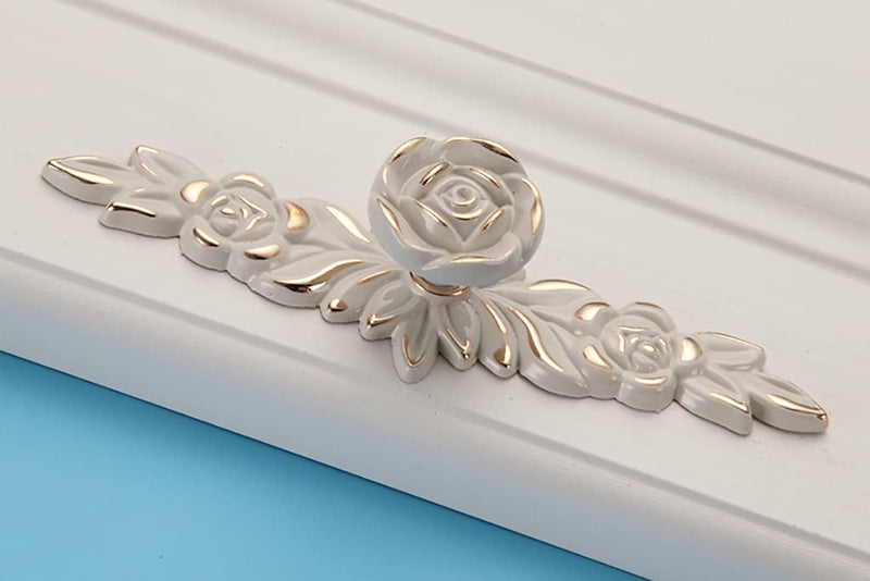 12 Pack European Style Rose Cabinet Knobs with Backplate, 5.7" Vintage Kitchen Zinc Alloy Flower Drawer Pull Handles for Dresser Vanity Cupboard Wardrobe (12 Pack, 5.7") 5.7" 12 Pack