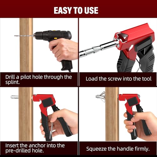 BURMONG Heavy Duty Molly Bolts for Drywall (0.12"-1.28") - 34PCS in 3 Sizes Metal Hollow Wall Anchors & Screws Kit, Includes Setting Tool, Works on Drywall, Hollow Wall & Plaster