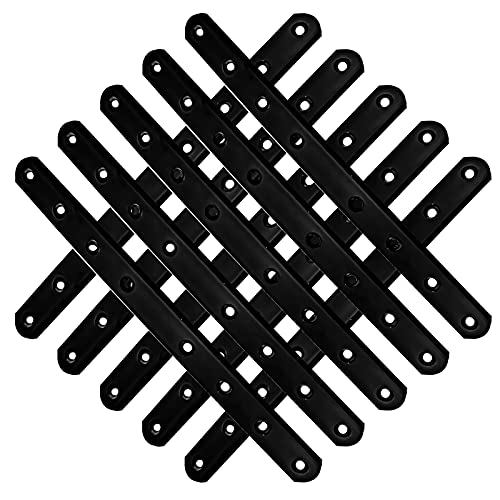 12Pack Straight Brackets Black Mending Plate 10In Metal Brackets for Brace 12 Inch (12 Pack)