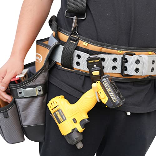 MELOTOUGH Tool Belt Suspenders Construction Bag Suspenders Padded Work belt Suspenders,Tool Belt Hook Tool Holster Cordless Drill Holster with Metal Clip (Yellow 2pcs)
