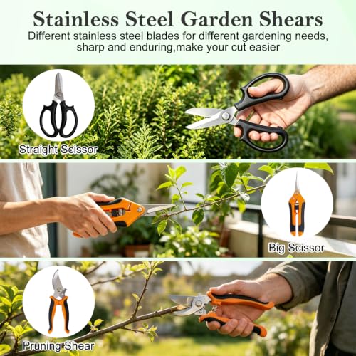 Bonsai Tools Set, 26 Pcs Garden Tools Set for Beginner, Includes Bonsai Wire Kit, Pruning Shears, Plant Mat, Bonsai Scissors, Succulent Tools in Leather Storage Bag, Ideal Gardening Gifts for Women