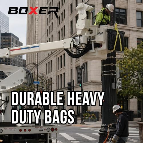 BoxerTool Lifting Canvas Bag Heavy Duty - All Purpose Tool Bag - Rated 1,000LBS - 32"x24"x9" - Reflective Lifting Straps - Constrution - Lifting - Storage - Safety