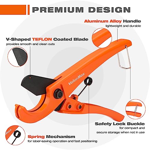 DURATECH Magnetic Tape Measure 25FT with Fractions 1/8 and ValueMax PEX Cutter with Teflon Coated Sharp Blade, Easy to Read Both Side Measurement Tape, Hose Cutter with 1/8"-1" Cutting Capacity for P