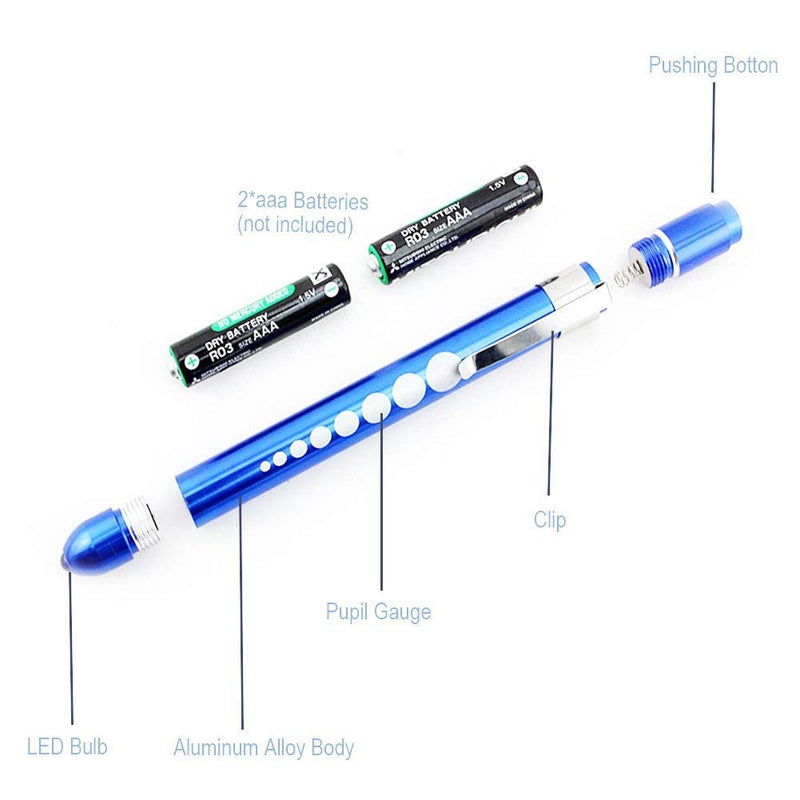 RISEMART Pack of 6 Diagnostic Light Pupil Light Reusable LED Pen Lamp with Pocket Clip for Nurses Doctors Students Pen Light (6 Pieces)
