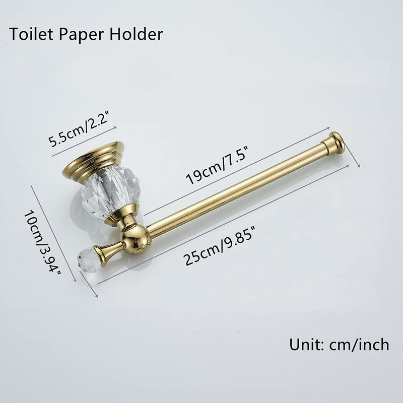 WOLIBEER Crystal Gold Toilet Paper Holder Hand Towel Ring Crystal Bathroom Accessories Set Modern Paper Towel Holder Include 2 Pieces Bathroom Hardware