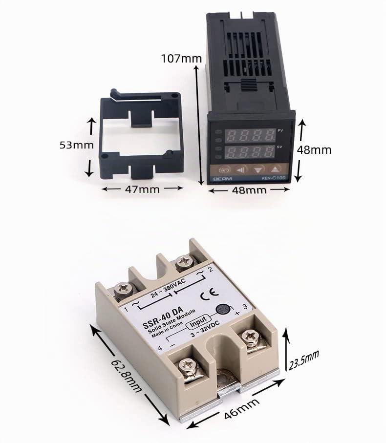 WANGCL Digital PID Controller Intelligent Thermostat with 40A SSR Relay Type K Thermocouple for Electrical Energy Chemical Industry Faeces Tanks Ovens - 0-1300℃