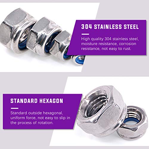 Swpeet 745Pcs 304 Stainless Steel Metric Lock Nut and Hex Nuts Assortment Kit