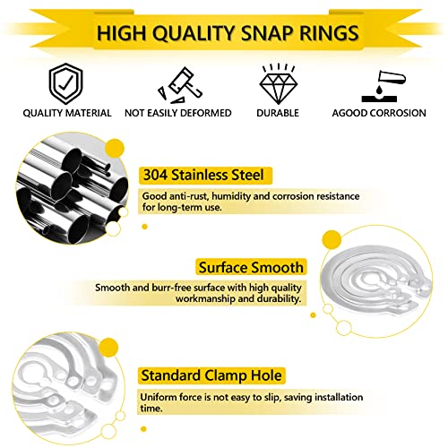 325PCS 304 Stainless Steel Retaining Ring & 330PCS Alloy Steel E-Clips