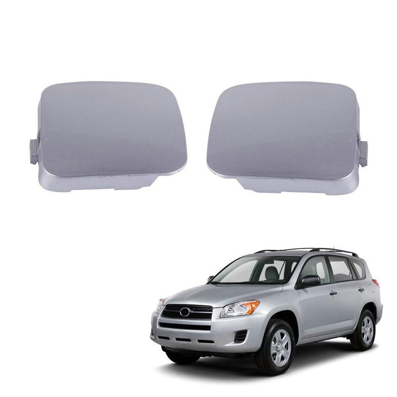 2Pcs Right + Left Side Front Bumper Tow Hook Eye Cover Cap for Toyota RAV4 2009 2010 2011 2012 Silver