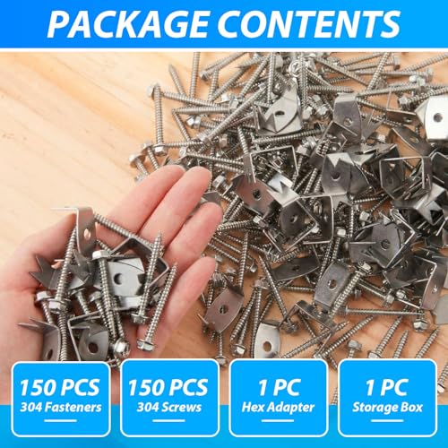 150 Pcs Fence Staples 304 Stainless Steel with Hex Adapter 150