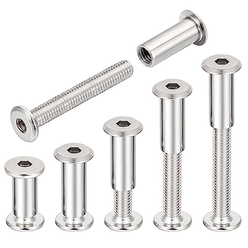100pcs M6x40mm Silver Furniture Bolts Hex Screw for Furniture Assembly 100