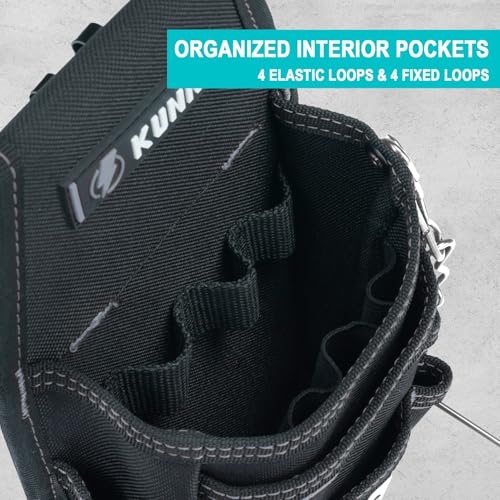 KUNN Tool Pouch,7-Pocket Electrician Pouch with Belt Clip & 2-Inch Work Tool Belt