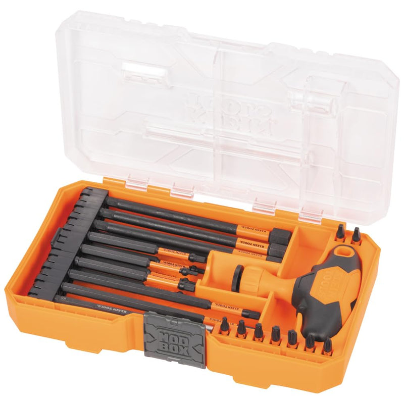 Klein Tools 33804 ProFlex Impact-Rated Interchangeable Ratcheting T-Handle Set, Torsion Zone, Magnetic Bit Holder, SAE, Metric, TORX (Pack of 1)