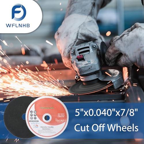 WFLNHB 50 Pack 5"x0.040"x7/8" Metal and Stainless Steel Cut Off Wheels Replacement for Angle Grinders 5"x0.040"x7/8"