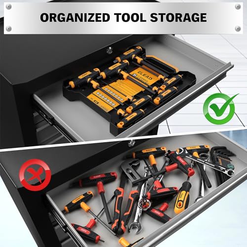 ELEAD 14-Piece T-handle Allen Wrench Set, Metric 2.5mm-10mm & SAE 1/8"-3/8" Portable Hex Key, Long Arm Allen Key Set with Storage Box for Basic Home Repair and Mechanical Maintenance T-Handle Version
