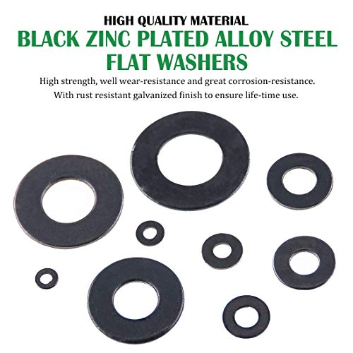 Keadic 1310 Pcs 9 Sizes Spring Lock Washer and Flat Washers Assortment Kit M2 M2.5 M3 M4 M5 M6 M8 M10 M12