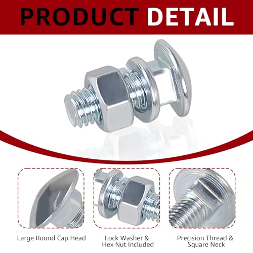 7/16 Chrome Bumper Bolts for Ford Front Bumper Bolts 7/16-14 x 1-1/4" 8PCS 8