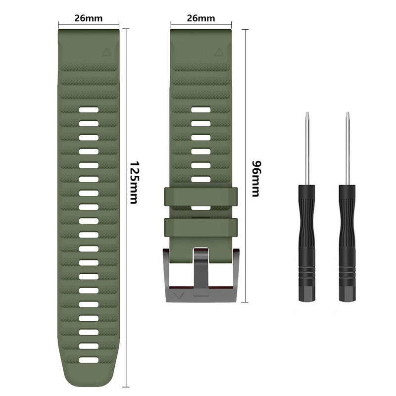 SABAKE Watch Band for Garmin Fenix 6X/6X Pro, Quick Fit 26mm Wristbands,Compatible with Fenix 6X/6X Pro Fenix 5X/5X Plus Fenix 3/3 HR Army Green