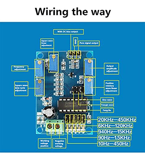 Signal Generator Module ICL8038 Medium Low Frequency Signal Source 10Hz-450KHz Triangle Rectangle Wave Triple Signal Generator Module with Dupont Cable