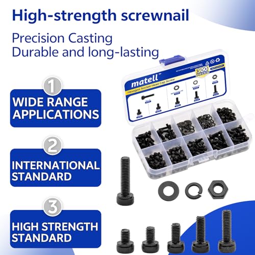 matell M3 Black Hex Screw Assortment 4-12mm 12.9 Grade