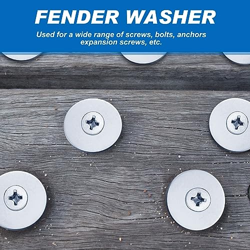 Hotop 400 Pieces Fender Washers 18-8 Stainless Steel, 1/4" X 1" 1/4" X 1"