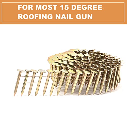 15 Degree Coil Roofing Nails 1"x .120" for Roofing Nail Gun 600 Pcs 1 inch