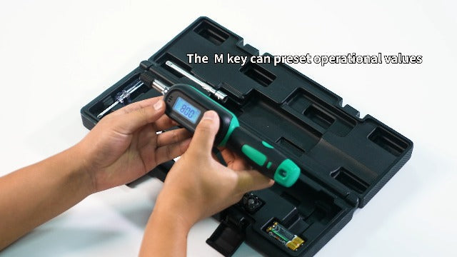 Digital Torque Screwdriver, 3.54–70.81 in‑lb / 0.4–8 N·m, 1/4″ Drive Ratchet Torque Screwdriver Set with Buzzer & LED Indicator – Includes 19 Bits, 5 Short Sockets, Adapter and Batteries