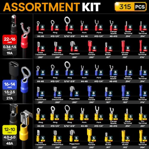 SOMELINE Wire Terminal Crimping Tool Kit, 22-10 AWG with 45-Type Connectors 45 Types + 2 Tools