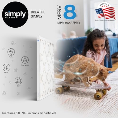 Simply Filters 12x30x1 MERV 8, MPR 600, Air Filter (6 Pack) - Actual Size: 12"x30"x0.75" HVAC, AC Furnace Air Filter