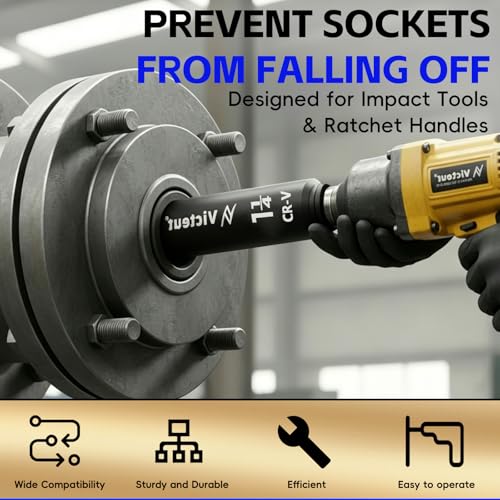 1/2" Drive 1-1/4" Extra Deep Impact Socket，6.3-Inch (160mm) Long，6-Point, Heat Treated Cr-V Alloy Steel, One-Piece Forged, No Torque Loss