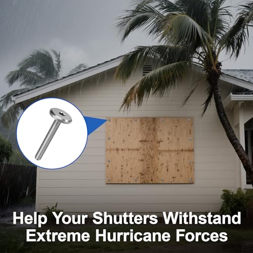 Combo Sidewalk Screws Bolts 1/4" X 2" 100-Pack Hurricane Shutter Hardware Combo: 1/4" x 2"