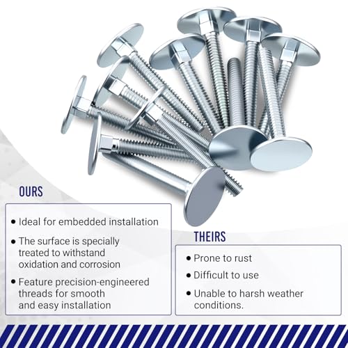 LEIFIDE 50 Set Elevator Bolts 1/4-20 x 2 Inch High Strength Flat Head Bolts with Nuts and Flat Washers Galvanized Steel for Several Uses (Silver) Silver