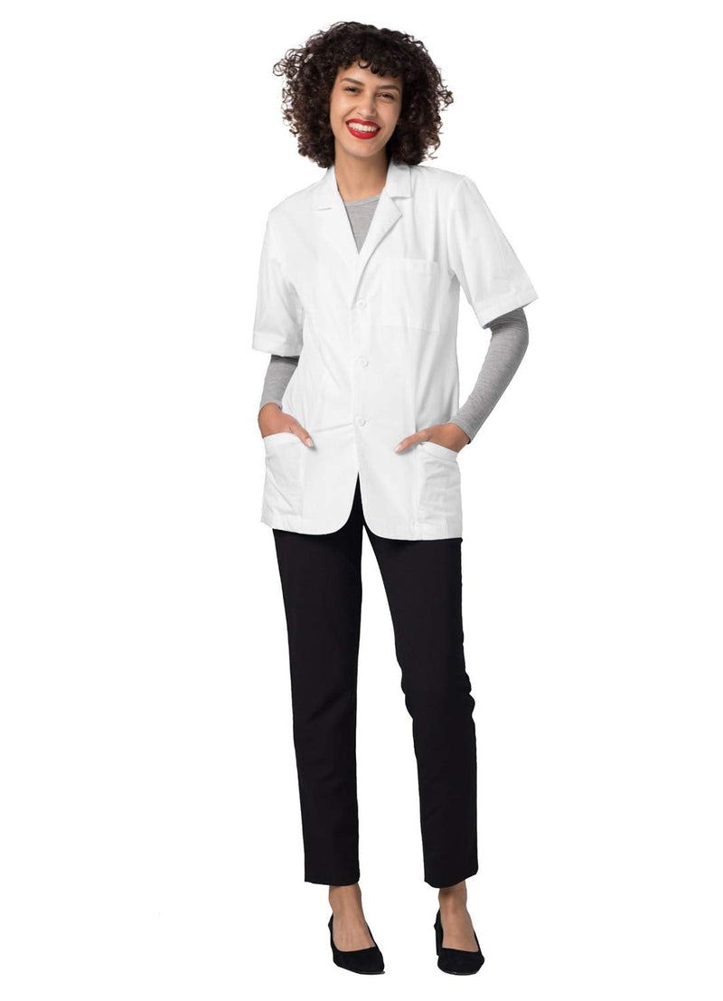 Adar Universal Unisex Lab Coats - Short Sleeve 31" Consultation Lab Coat Large White