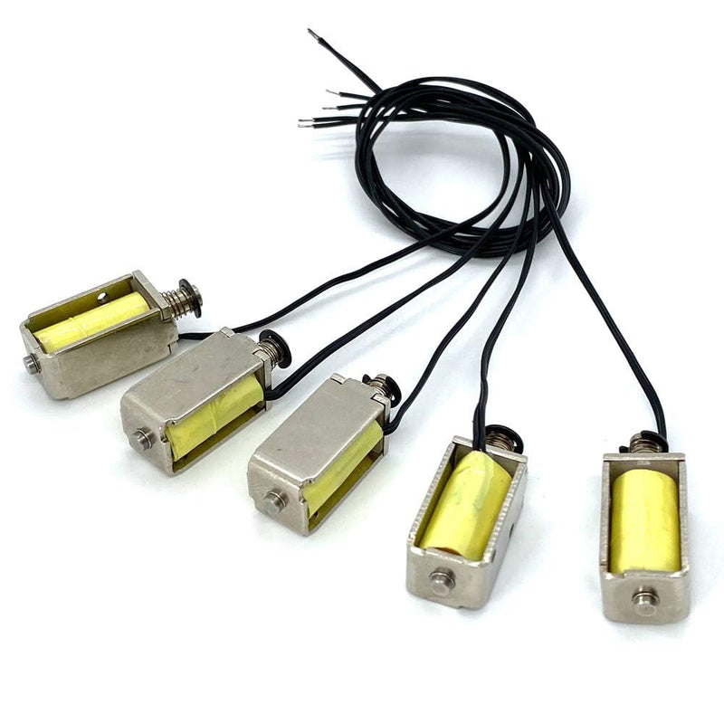 Pack of 5 12V DC Mini Electromagnet Lifting Magnets, 21 x 10 x 11 mm Push-Pull Design Made of Metal, Linear Actuator Pressure Magnet for DIY Electronics Projects, Arduino & Household Appliances