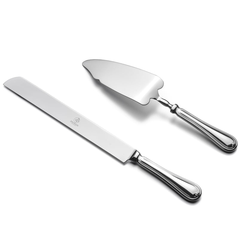 2 Piece Wedding Cake Server Set,18/10 Stainless Steel Dessert Set Pie Server Cake Cutter Knife for Birthday,Anniversary,Holiday,Baby Shower,Party Mademoizelle Stainless Steel-M