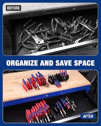 WORKPRO 16-inch Wide Mouth Tool Bag & WORKPRO 4-Pack Plier Organizer Rack, Pliers Holder and Cutter Organizers