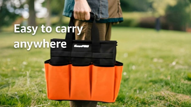 GRENPRO Heavy Duty Garden Tool Bag, Molded Bottom, 10 Pockets, Dark Green 13" Garden Tool Bag