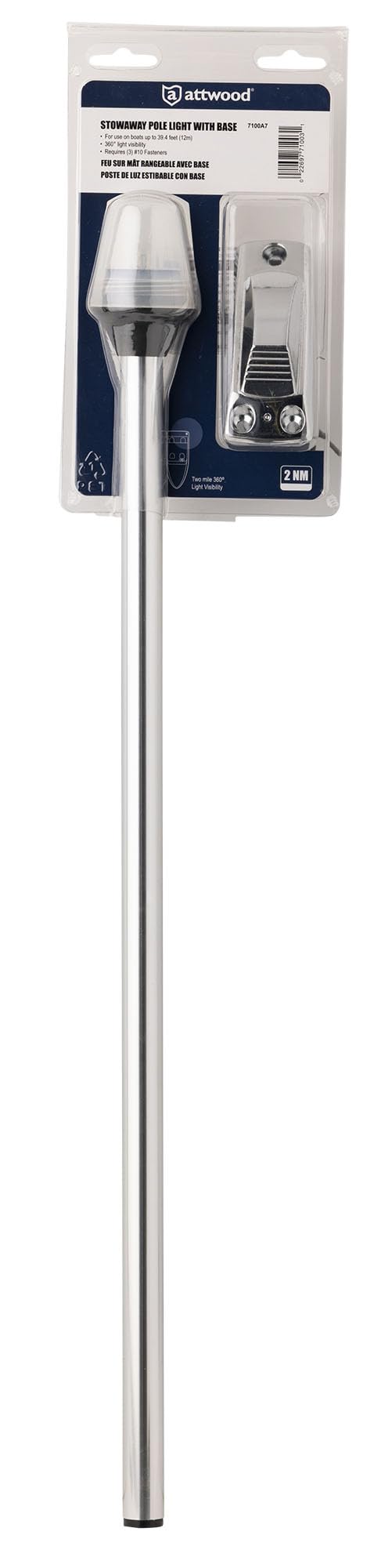 Attwood Stowaway Pole Light with Plug-In Base 24-inch