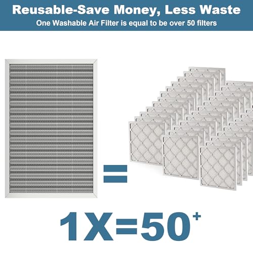 16x20x1 Reusable Air Filter - Washable Filter, MERV 8,Permanent, Electrostatic - Lasts a Lifetime HVAC AC Furnace Systems (Actual Size: 15.75x19.65x1 Inch)