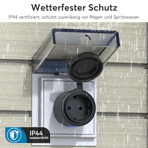 EIGHTREE WLAN Outdoor Socket with Current Measurement IP44 Waterproof Pack | Smart socket with timer and remote control, outdoor timer compatible with Alexa and Google Home, 16 A/3680 W pack of 1