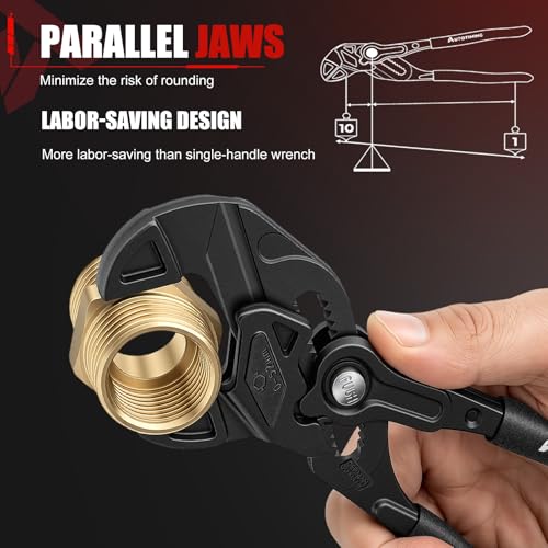 7/10in Adjustable Plier Wrench CR-V Parallel Jaw Groove Lock Black Black-7&10