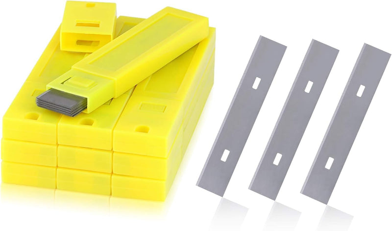 Scraper Blades 4 Inch, 200PCS Replacement Scraper Blades Carbon Steel Razor Blade for Scraper Yellow Shell