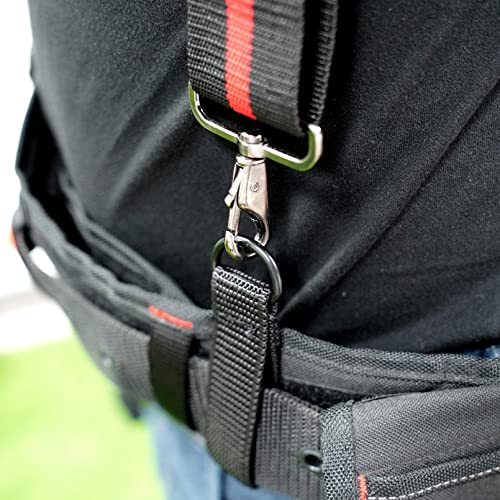 MELOTOUGH Work Suspenders Tool Belt Suspenders with Large Moveable Phone Holder + Padded Tool Belt with handle strap Construction Work Belt with D ring to hook