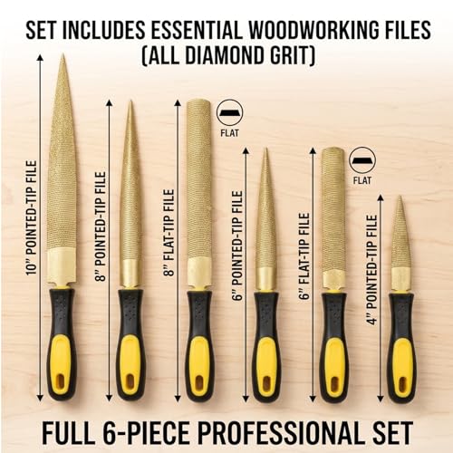 Golden Wood Rasp 6PCS, 4"-6"-8"-10" High Carbon Steel Tapered Rasps File for Sharping Carving Wood Woodworking
