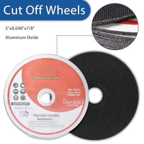 WFLNHB 50 Pack 5"x0.040"x7/8" Metal and Stainless Steel Cut Off Wheels Replacement for Angle Grinders 5"x0.040"x7/8"
