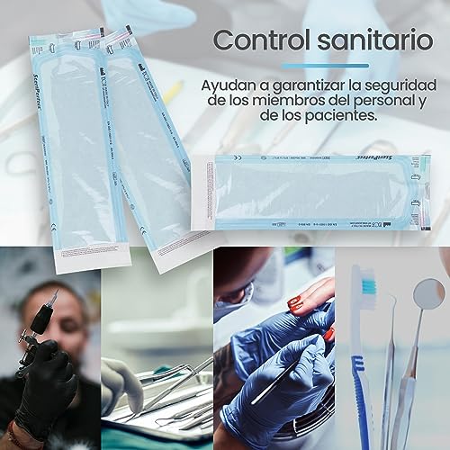 200 Sterilisation Bags (90 x 250 mm) Self-Adhesive for Steam Steriliser Autoclave, Bags for Sterilising Dental and Manicure Instruments - Medical Grade Paper