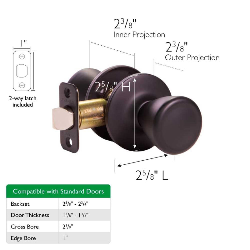 Design House 779256 Tulip Passage Hall and Closet Door Knob Matte Black Hall & Closet Lock