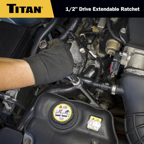 Titan 12182 1/2-Inch Drive x 12-1/4-Inch to 17-3/4-Inch 72-Tooth Extendable Ratchet Knurled Handle