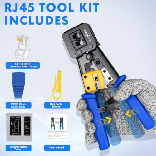 RJ45 Crimp Tool Kit Pass Through Ethernet Crimping Tool Kit(Tool Set 206) Tool Set 206